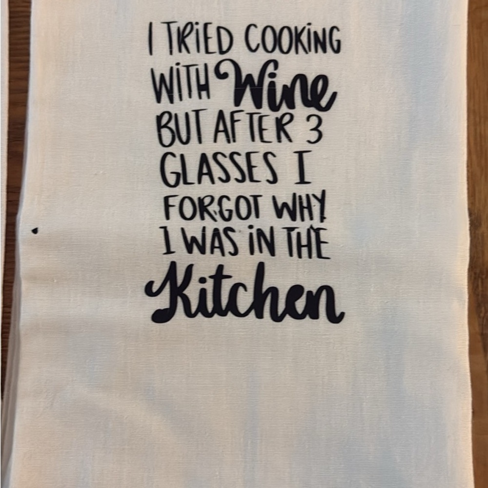 White Kitchen Towel with Humorous Print